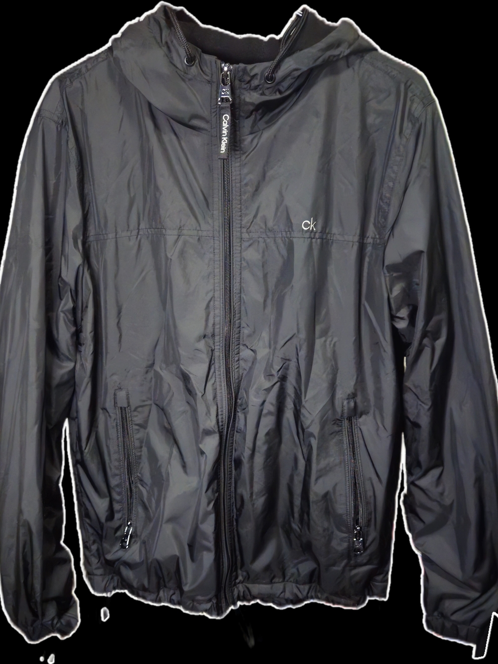 Calvin Klein Men's Black Hooded Windbreaker Jacket